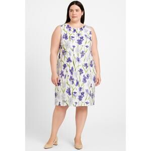 ALYX Dress Womens 20W White Floral Print‎ KneeLength Purple Flowers Elegant Chic